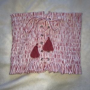 American Eagle red and white tube top